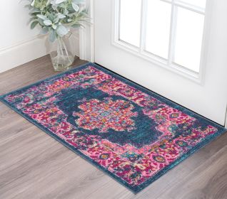 2' X 3' Blue Power Loom Area Rug