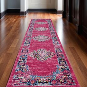 10' Fuchsia Power Loom Runner Rug