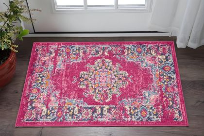 2' X 3' Fuchsia Power Loom Area Rug