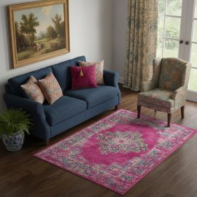 5' X 7' Fuchsia Power Loom Area Rug