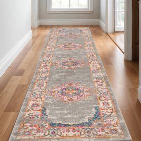 10' Gray Power Loom Runner Rug