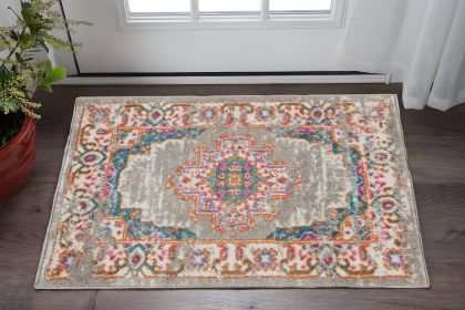 2' X 3' Gray Power Loom Area Rug