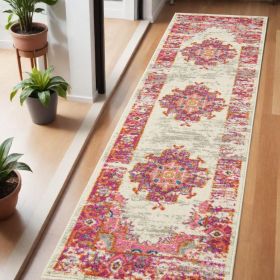 6' Fuchsia Power Loom Runner Rug