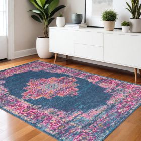4' X 6' Blue Power Loom Area Rug