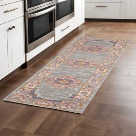 8' Gray Power Loom Runner Rug