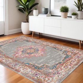 4' X 6' Gray Power Loom Area Rug