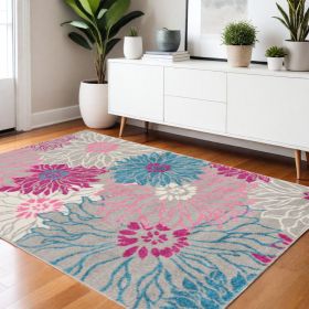 4' X 6' Gray Floral Dhurrie Area Rug