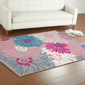 5' X 7' Gray Floral Dhurrie Area Rug