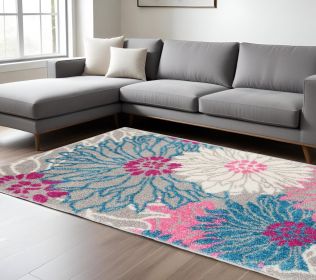 7' X 10' Gray Floral Dhurrie Area Rug