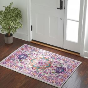 2' X 3' Pink And Gray Power Loom Area Rug