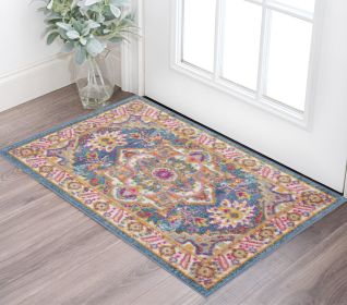 2' X 3' Teal Blue Power Loom Area Rug