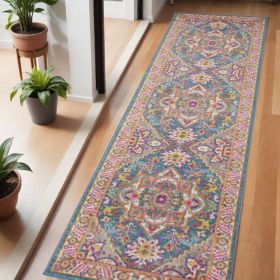 6' Teal Blue Power Loom Runner Rug