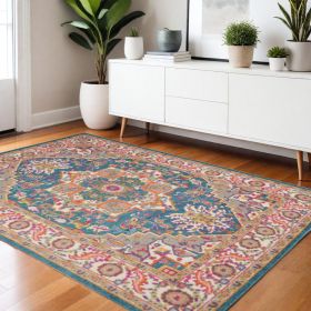 4' X 6' Teal Blue Power Loom Area Rug