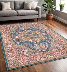 5' X 7' Teal Blue Power Loom Area Rug