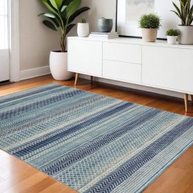 4' X 6' Navy Blue Southwestern Power Loom Area Rug