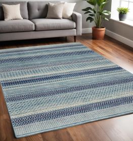 5' X 7' Navy Blue Southwestern Power Loom Area Rug