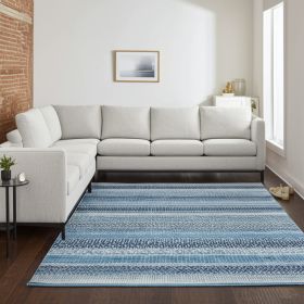 7' X 10' Navy Blue Southwestern Power Loom Area Rug