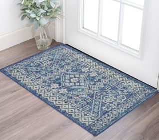 2' X 3' Navy Blue Power Loom Area Rug