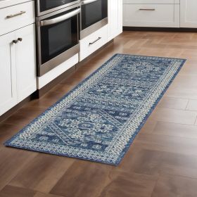 8' Navy Blue Power Loom Runner Rug