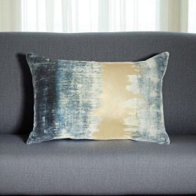 Glamorous Teal Lumbar Pillow With Metallic Gold Accents