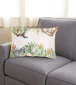 Multicolor Jungle Art Lumbar Pillow