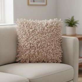 20" Pale Pink Shaggy Beads Square Throw Pillow