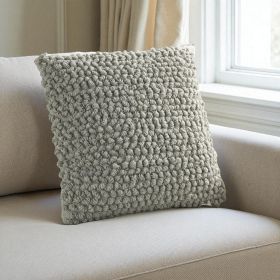 Curly Loops Light Gray Wool Cotton Blend Throw Pillow