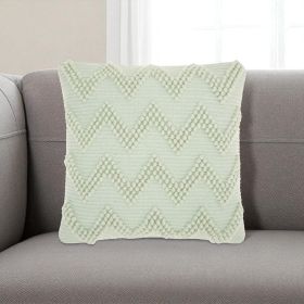 Boho Seafoam Green Textural Chevron Throw Pillow