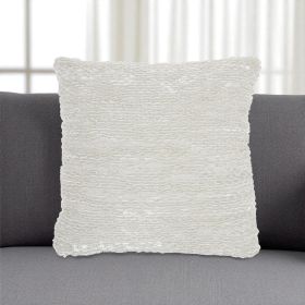 20" White Cotton Blend Throw Pillow