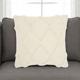 Ivory Textured Lattice Throw Pillow