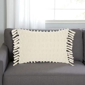 Tassel Detailed White Lumbar Pillow