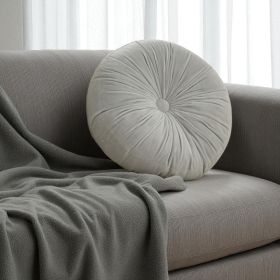 16" X 16" Light Gray Round Velvet Throw Pillow