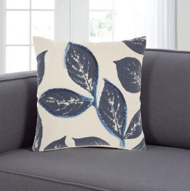 Floral Handcrafted Navy Accent Throw Pillow