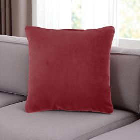 16" X 16" Red Solid Color Velvet Throw Pillow