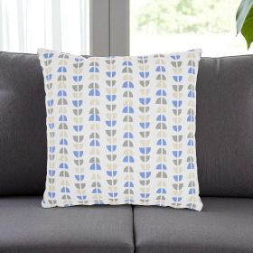 Blue And Taupe Geo Lines Throw Pillow