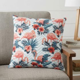 Pink Flamingo Chevron Throw Pillow