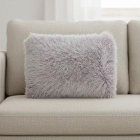 Pale Gray Super Shaggy Throw Pillow