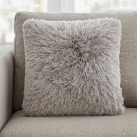 Plush Grey Shag Accent Throw Pillow