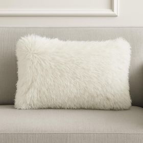 White Super Shaggy  Throw Pillow