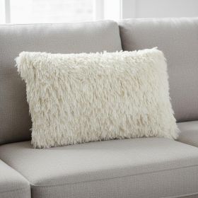 Long Ivory Shag Throw Pillow