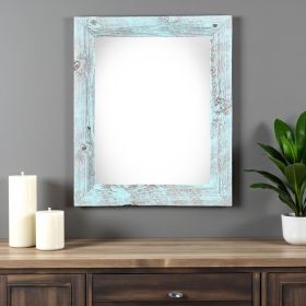 20" X 24" Rustic Farmhouse Light Aqua Blue Wood Frame