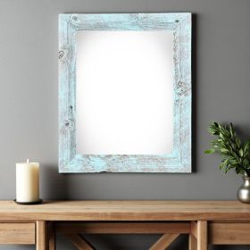 20" X 28" Rustic Farmhouse Light Aqua Blue Wood Frame