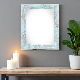 20" X 30" Rustic Farmhouse Light Aqua Blue Wood Frame
