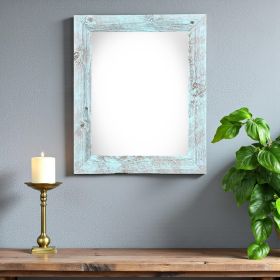 22" X 28" Rustic Farmhouse Light Aqua Blue Wood Frame