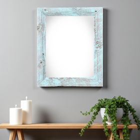 24" X 30" Rustic Farmhouse Light Aqua Blue Wood Frame