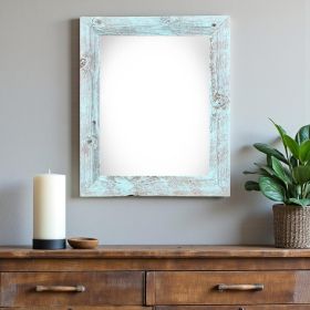 24" X 36" Rustic Farmhouse Light Aqua Blue Wood Frame