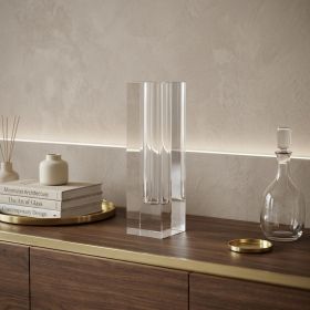 Modern Clear Tall Block Optical Crystal Vase