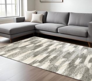 8' X 11' Gray And Ivory Geometric Pattern Area Rug