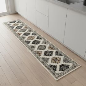 2' X 8' Abstract Ivory And Gray Geometric Indoor Runner Rug
