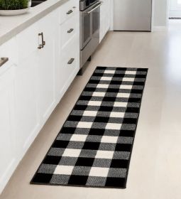 2' X 8' Monochromatic Gingham Pattern Indoor Runner Rug